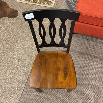 Black & Walnut Lattice Back Side Chair w/Cushion