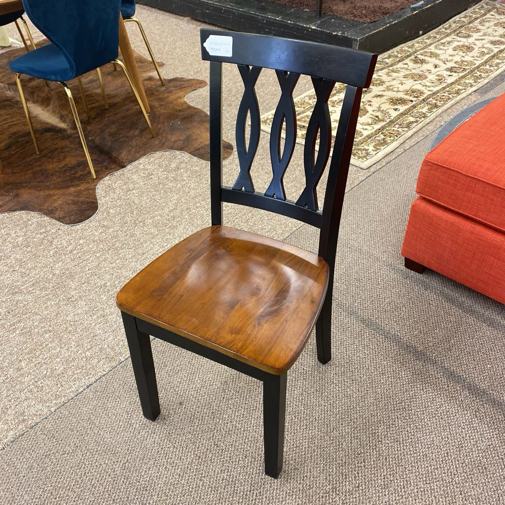 Black & Walnut Lattice Back Side Chair w/Cushion