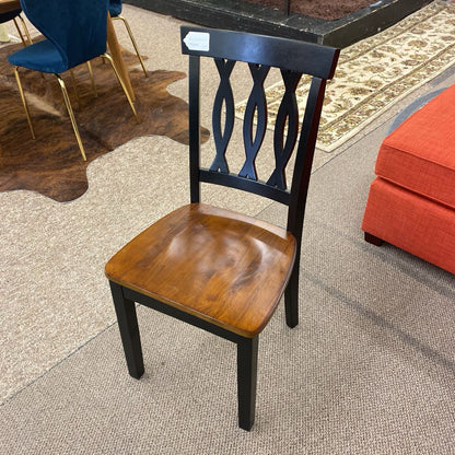 Black & Walnut Lattice Back Side Chair w/Cushion