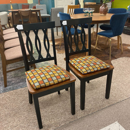 Black & Walnut Lattice Back Side Chair w/Cushion