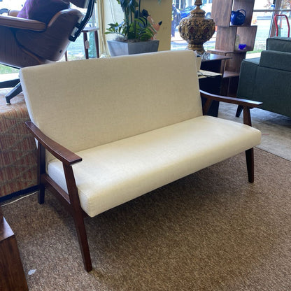 Cream & Walnut Frame Settee