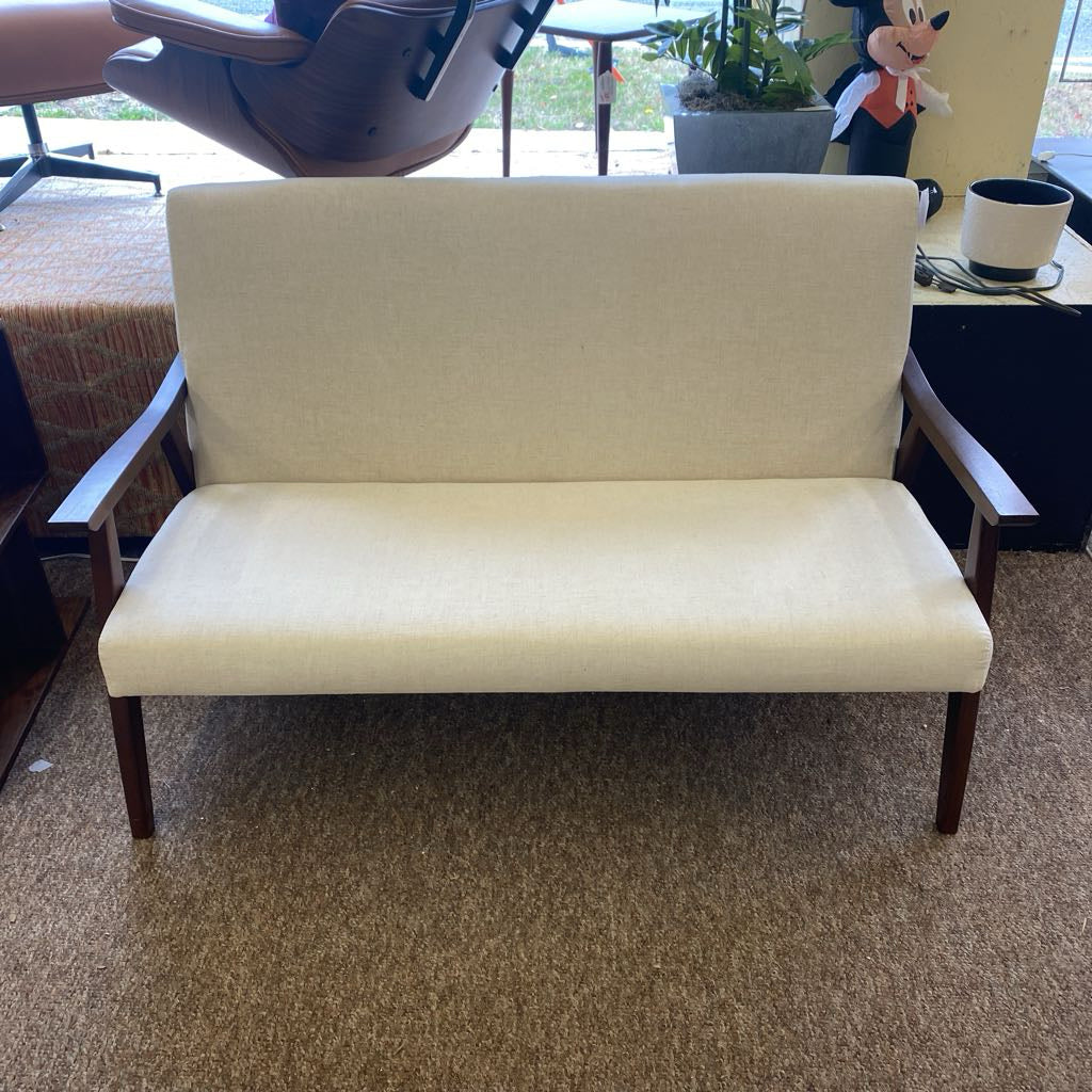 Cream & Walnut Frame Settee