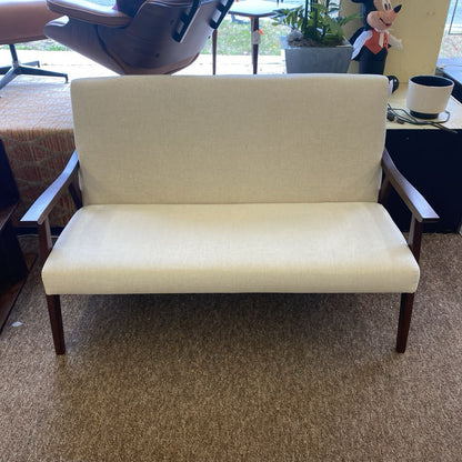 Cream & Walnut Frame Settee