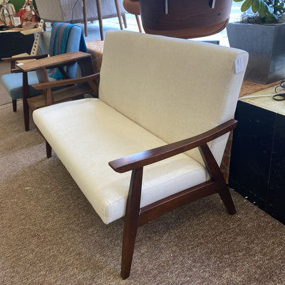 Cream & Walnut Frame Settee