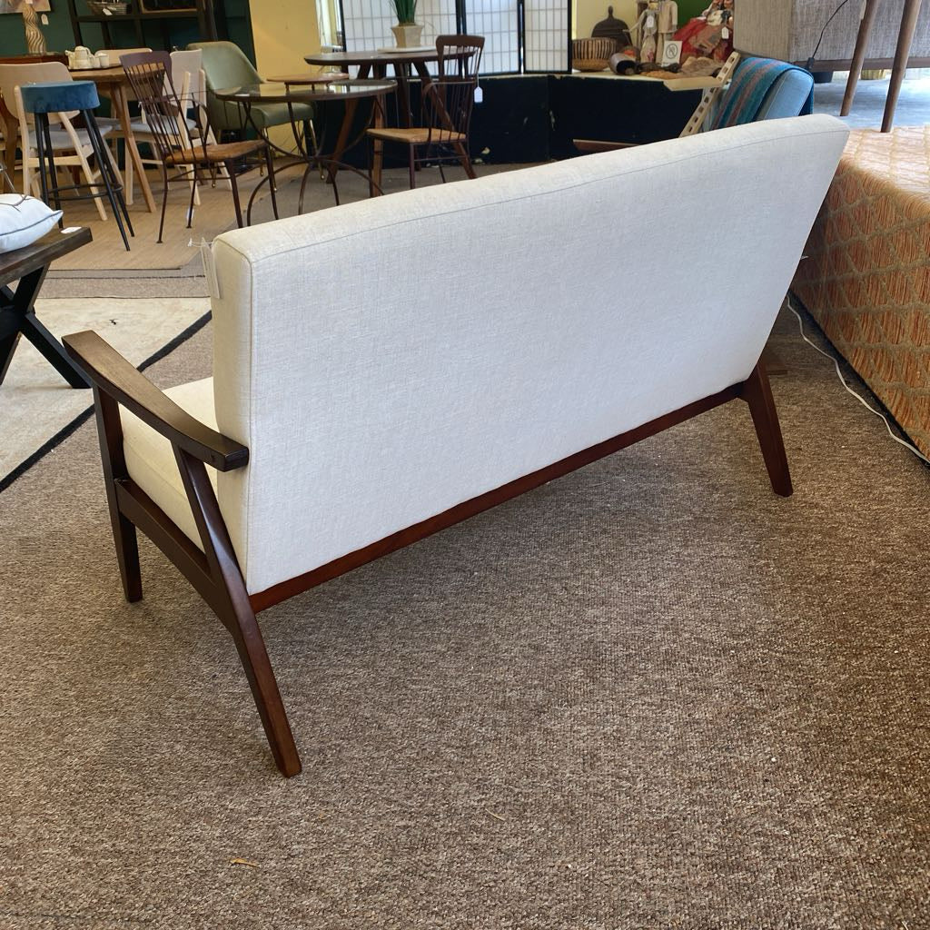 Cream & Walnut Frame Settee
