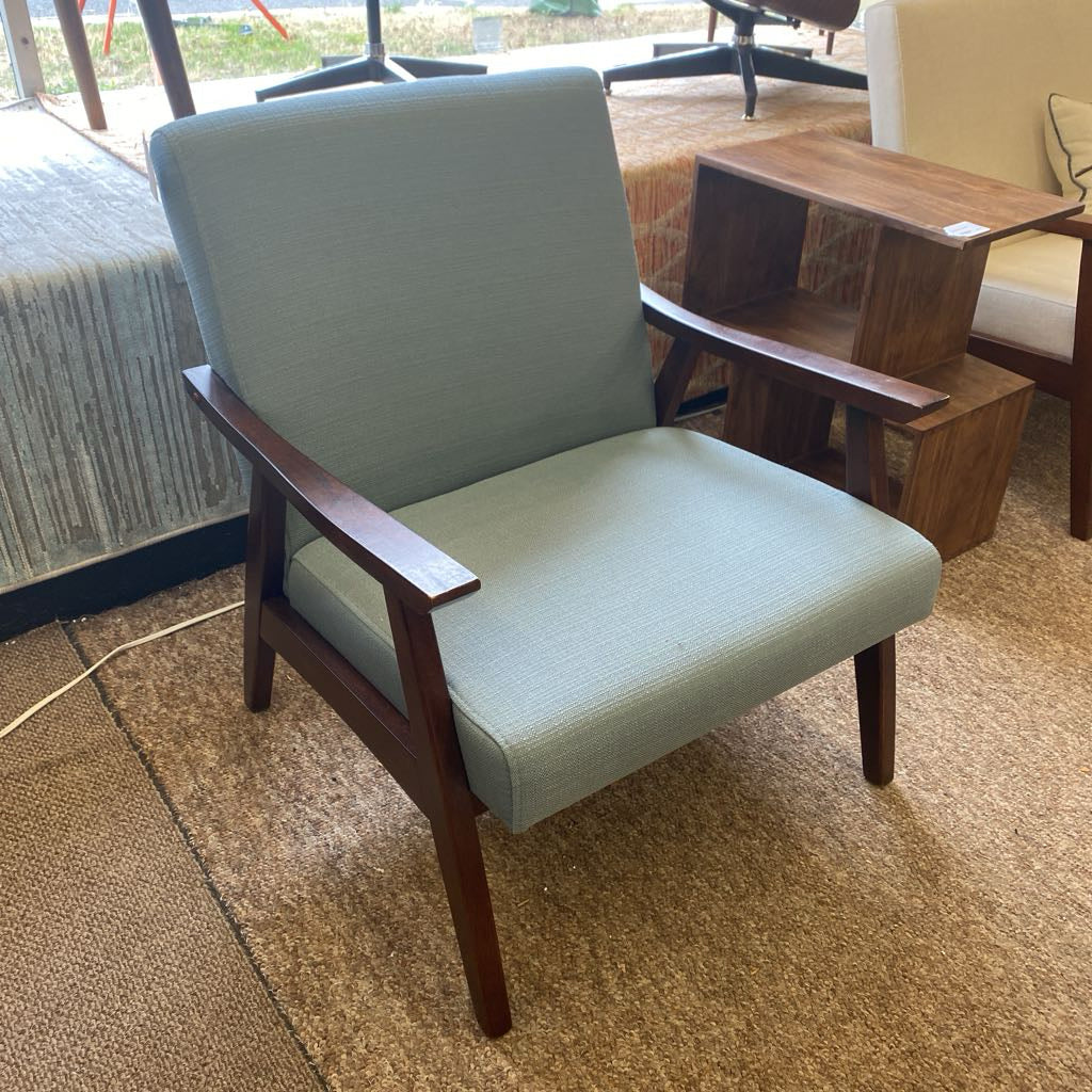 Robins Egg Blue & Walnut Frame Armchair