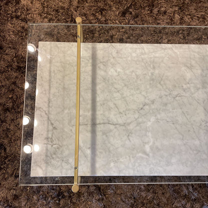 West Elm Golden Frame 2 Tier Glass & Marble Coffee Table