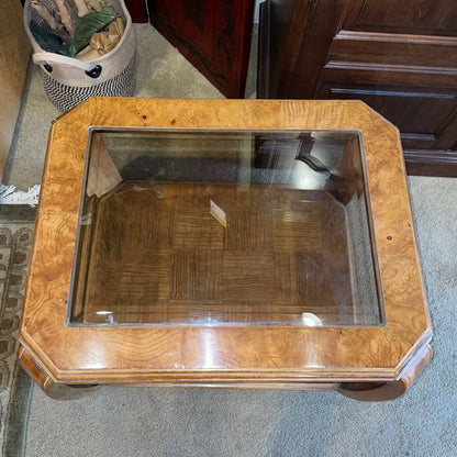 Birds Eye Maple 2 Tier Open Glass Top Side C SIDE TABLES