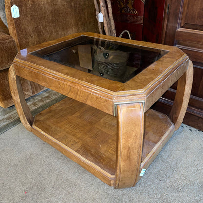 Birds Eye Maple 2 Tier Open Glass Top Side C SIDE TABLES