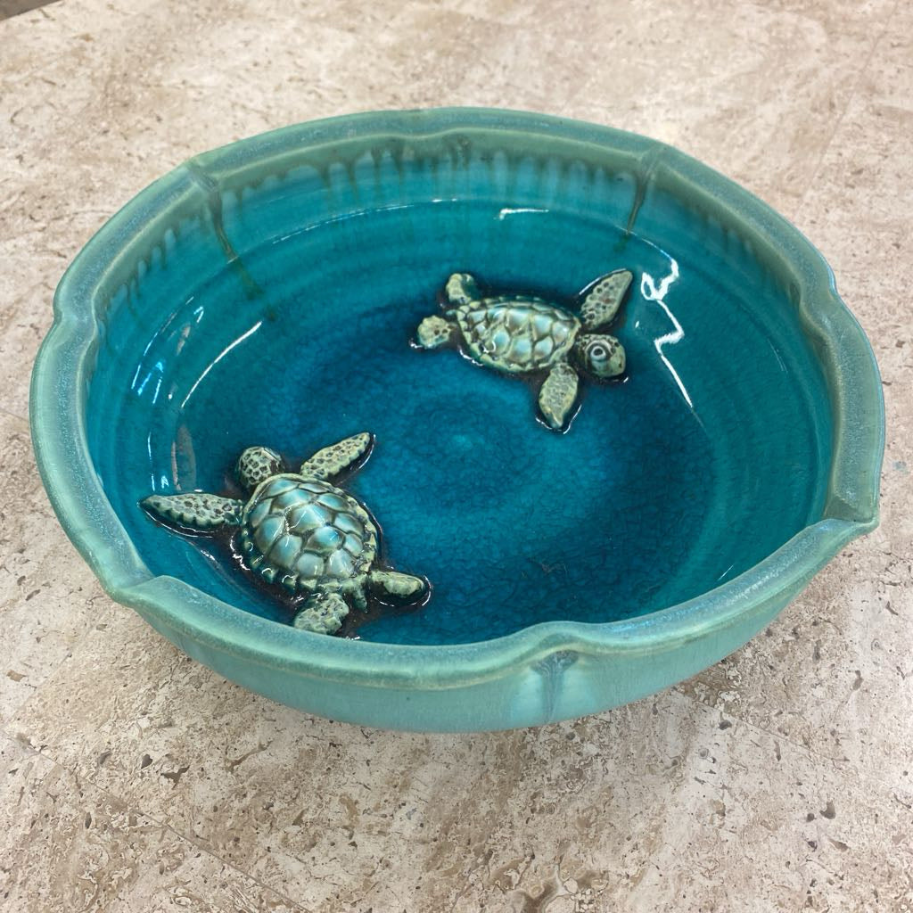 Signed ALLISON MOORE PEEL Ceramic Sea Turtle Bowl SMALLS