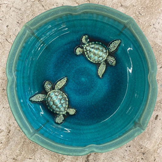 Signed ALLISON MOORE PEEL Ceramic Sea Turtle Bowl SMALLS