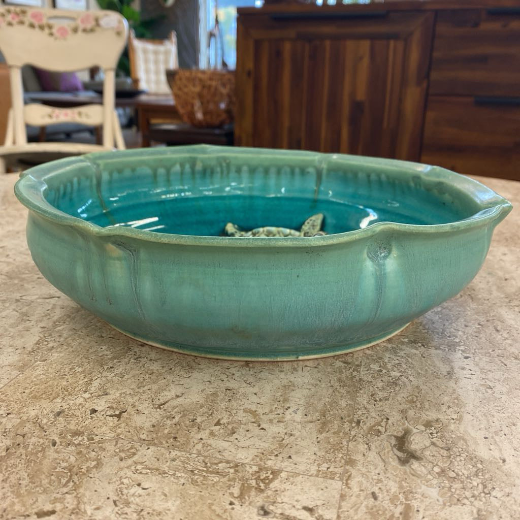 Signed ALLISON MOORE PEEL Ceramic Sea Turtle Bowl SMALLS