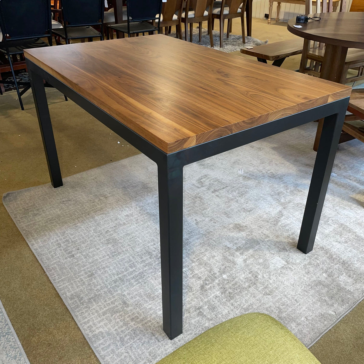 R&B Parsons Metal Frame Wood Top Dining Table