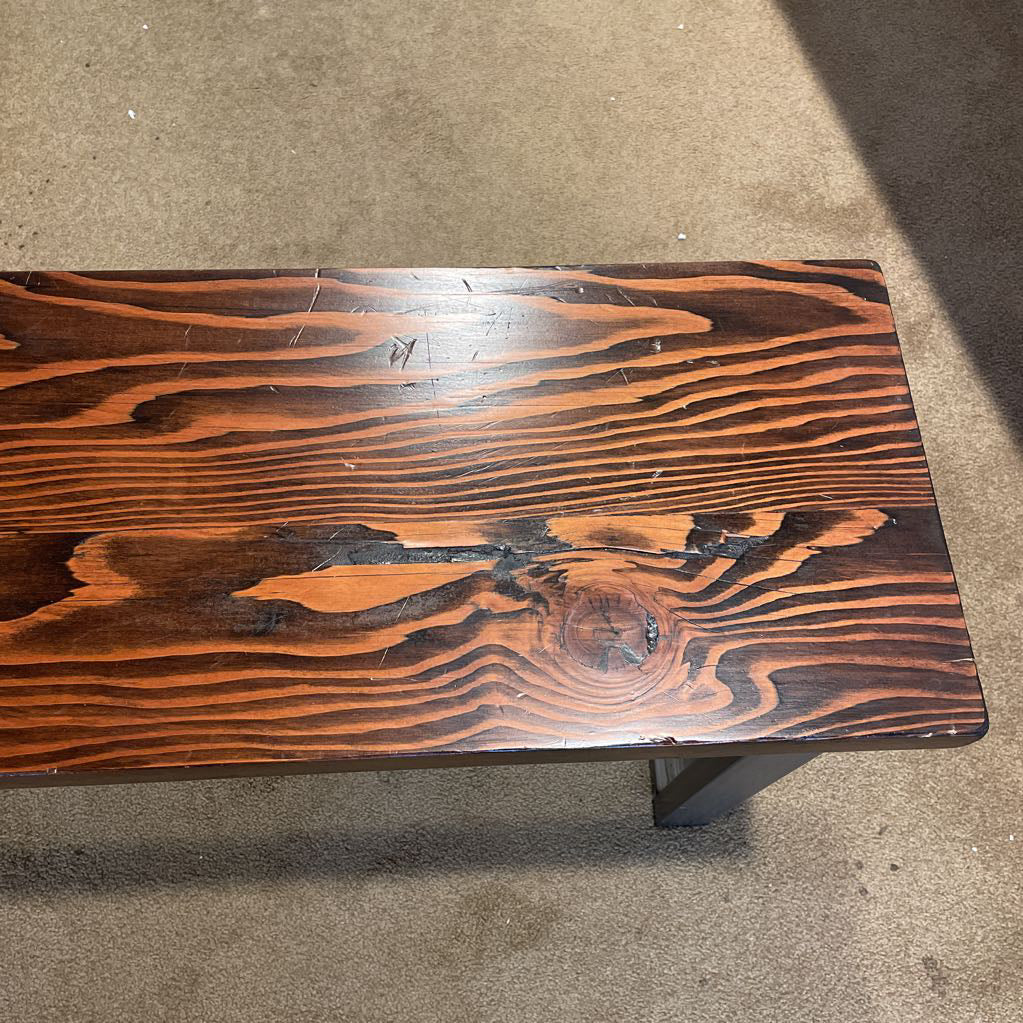 Dark Wood & Industrial Base Metal Leg Bench