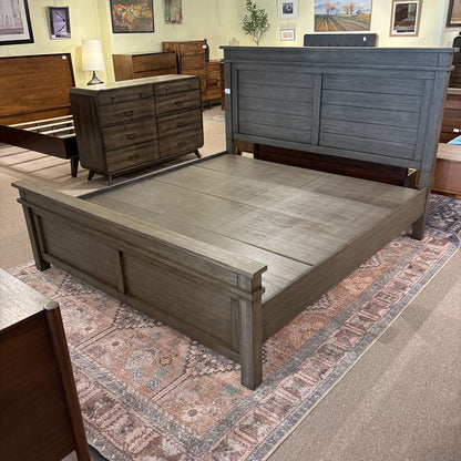 Solid Wood Grey Brushed King Bed Frame