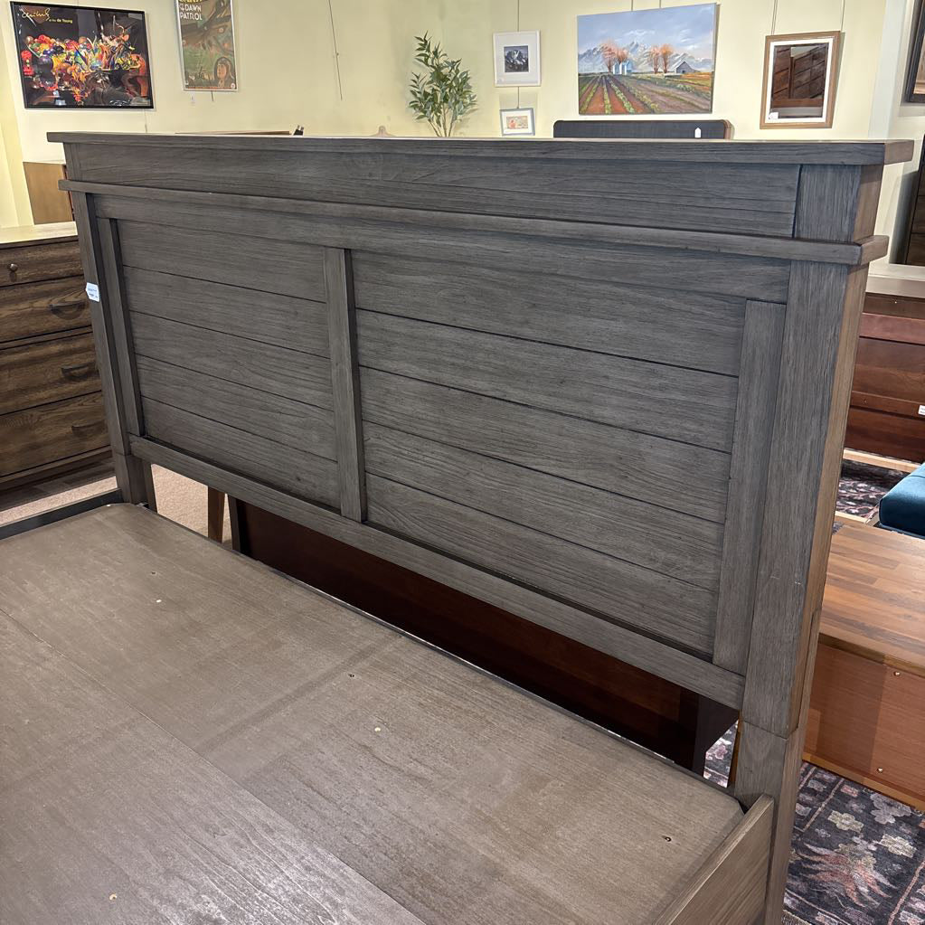 Solid Wood Grey Brushed King Bed Frame