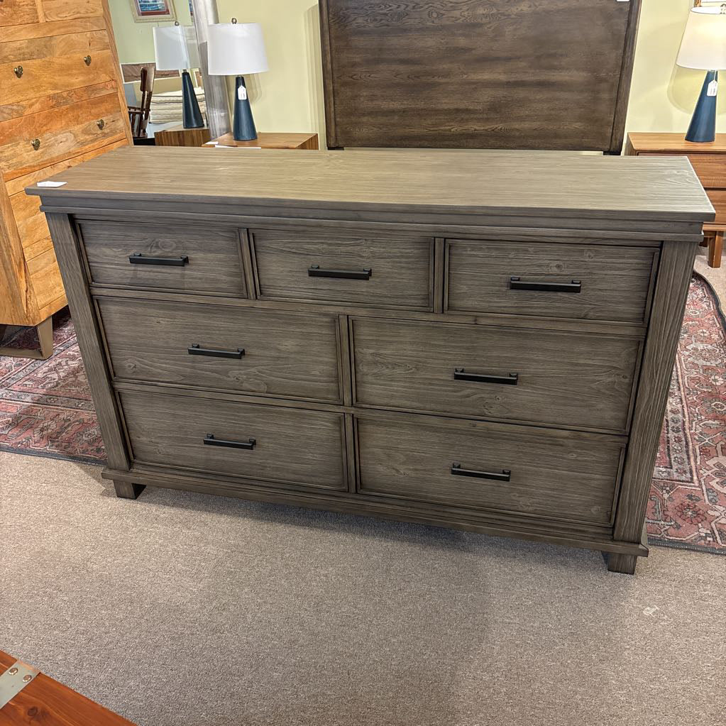 Solid Wood Grey Brushed 7 Drawer Lowboy