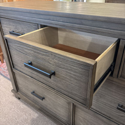 Solid Wood Grey Brushed 7 Drawer Lowboy