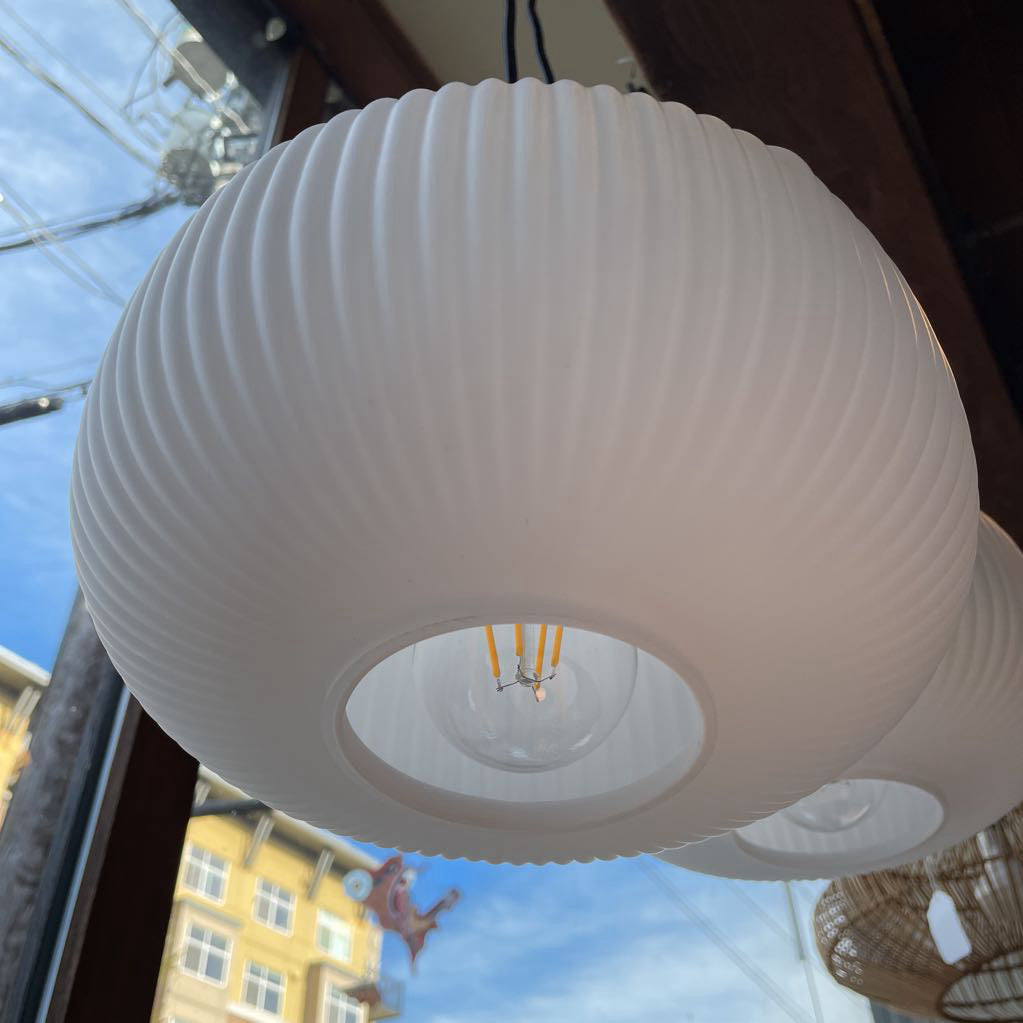 Glass Shade Pendant Leamp w Wood Base