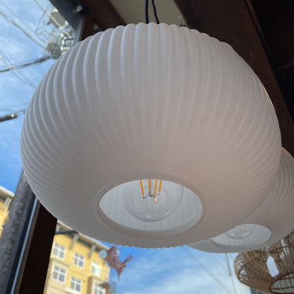 Glass Shade Pendant Leamp w Wood Base