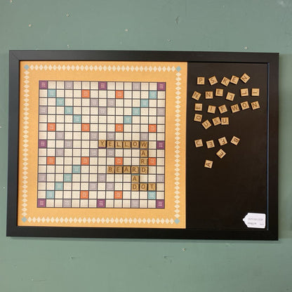 SCRABBLE Magnetic Wall Game w/Tiles, Tile Holders, & Bag