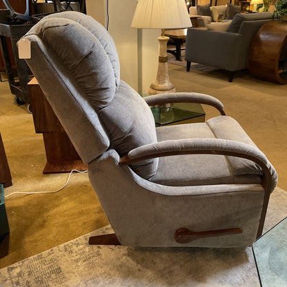 Grey Fabric La-Z-Boy Recliner Chair w/Curved Wood Arms U ACCENT CHAIRS