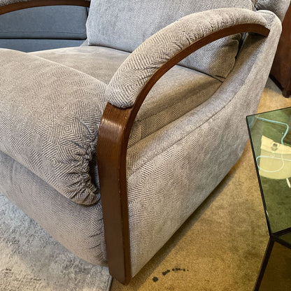 Grey Fabric La-Z-Boy Recliner Chair w/Curved Wood Arms U ACCENT CHAIRS