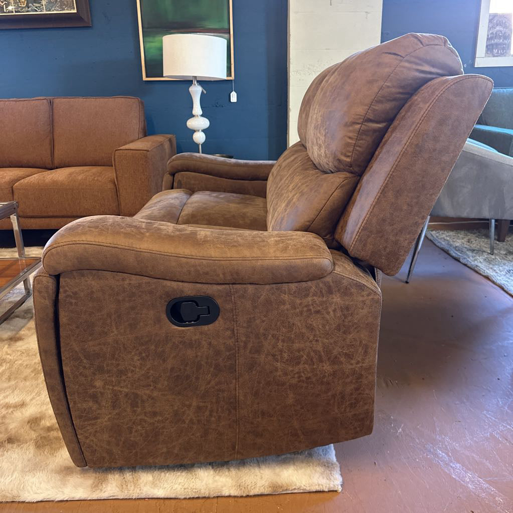 Brown Manual Recliner Loveseat