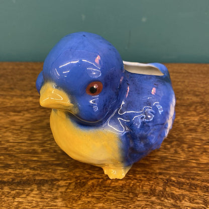 Vintage Blue & Yellow Bird Plant Pot SMALLS