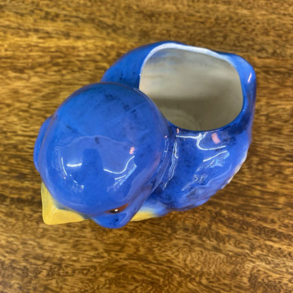 Vintage Blue & Yellow Bird Plant Pot SMALLS