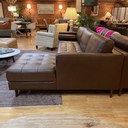 Malmo Mocha Leather RAF Chaise Sectional