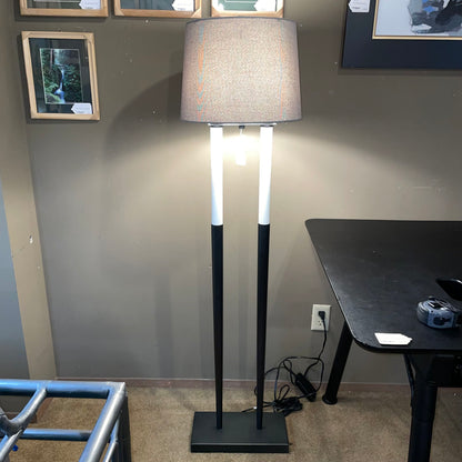 2 Bulb Black & White Double Base Floor Lamp
