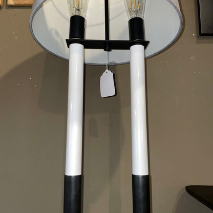 2 Bulb Black & White Double Base Floor Lamp