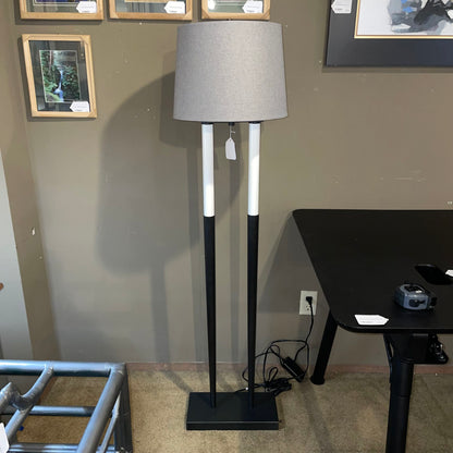 2 Bulb Black & White Double Base Floor Lamp