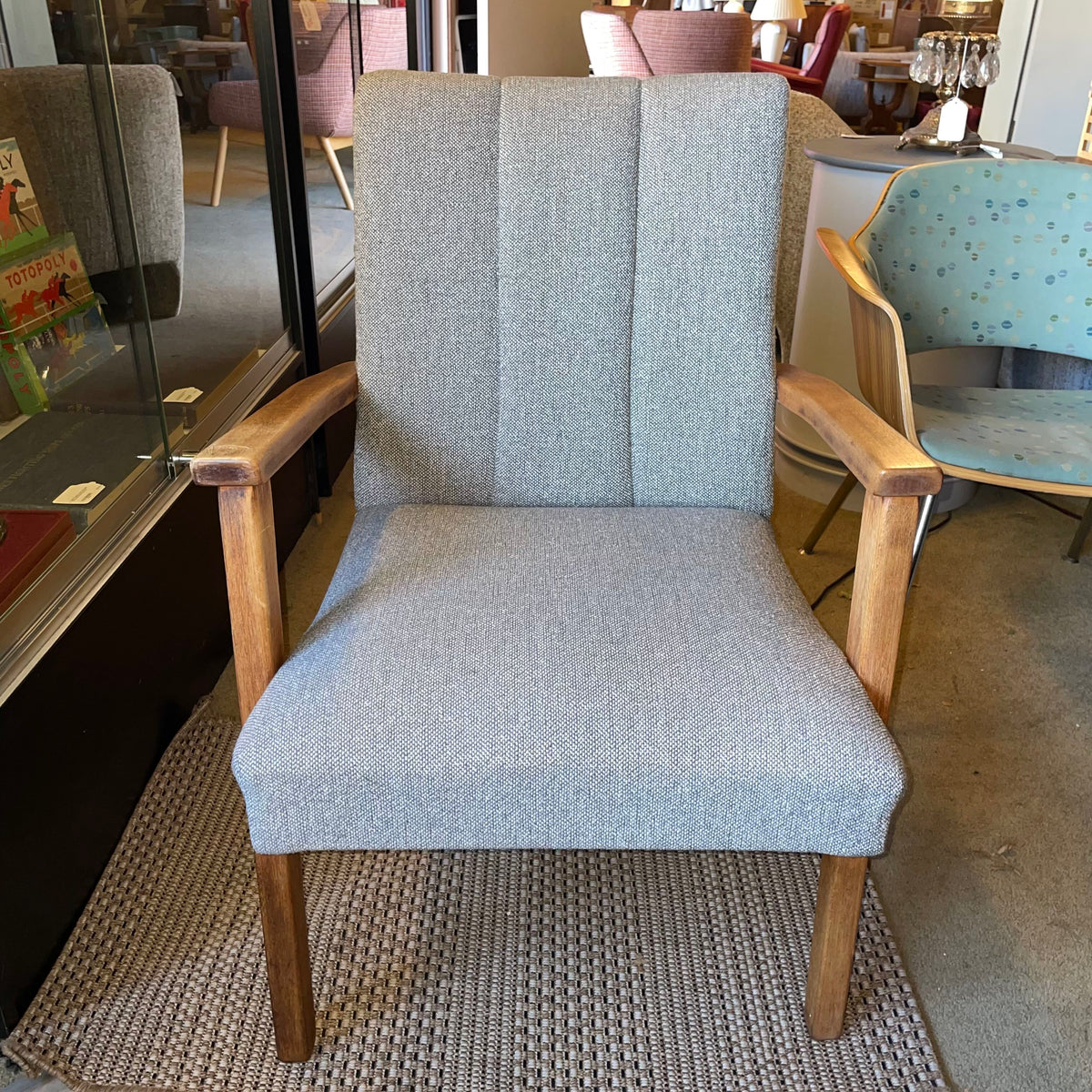 MC Style Wood & Grey Upholstered Accent Chair U ACCENT CHAIRS