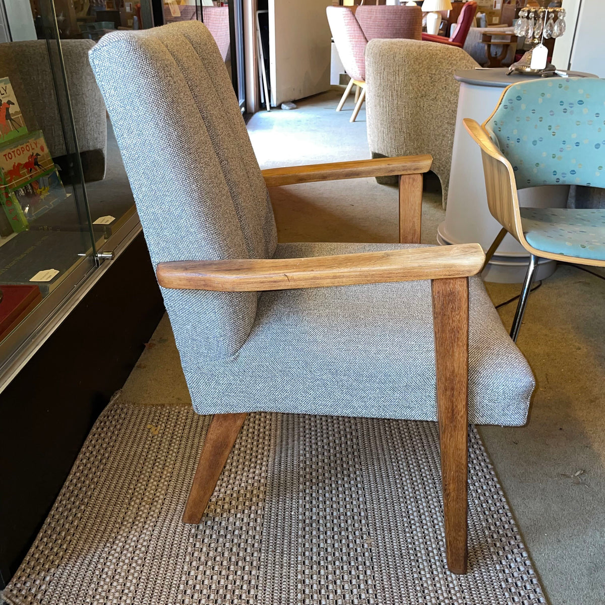 MC Style Wood & Grey Upholstered Accent Chair U ACCENT CHAIRS