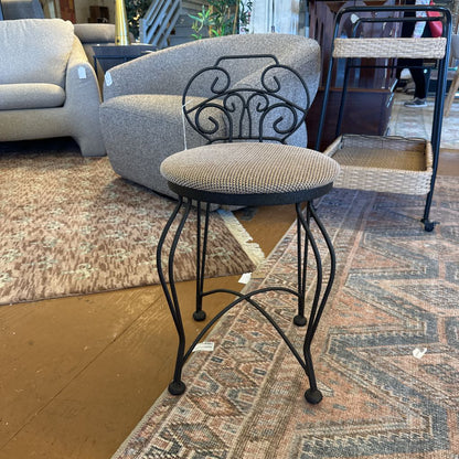 Flaxen Round Fabric Metal Stool