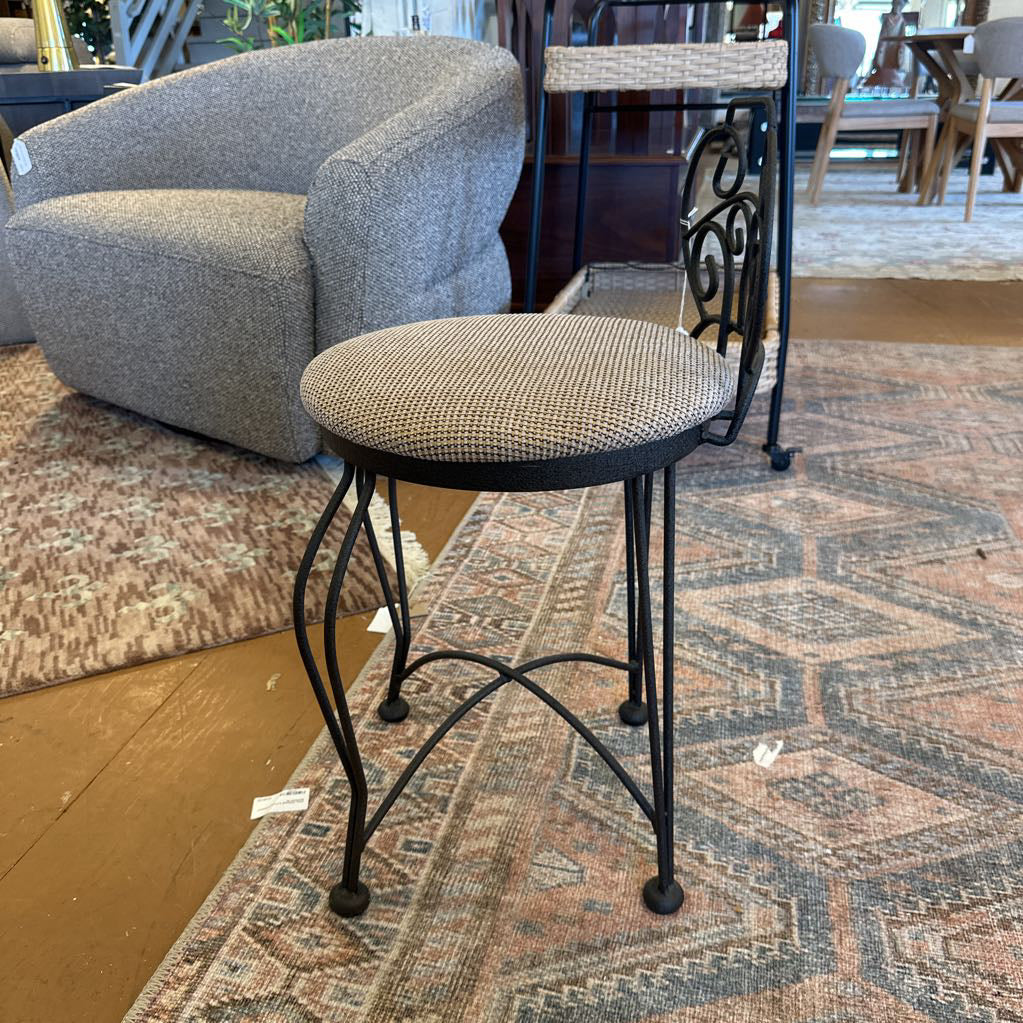 Flaxen Round Fabric Metal Stool