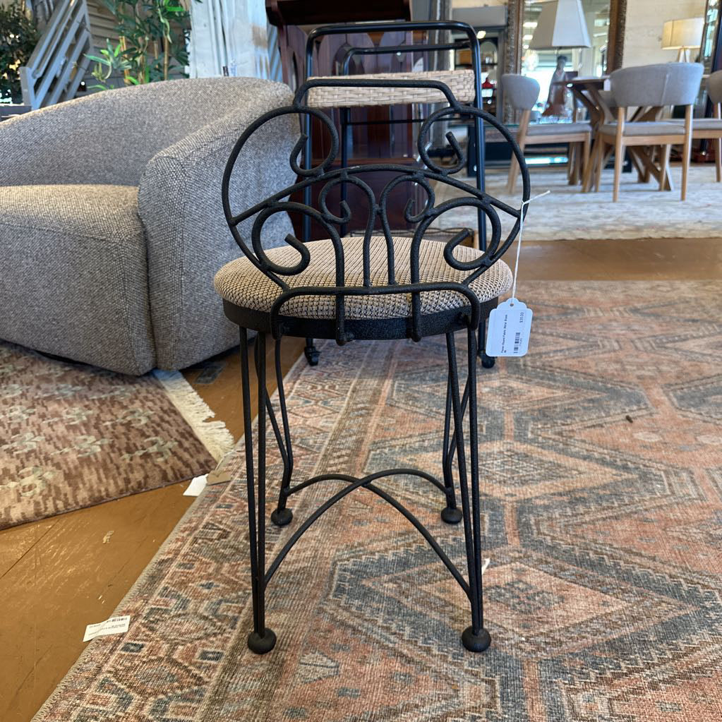 Flaxen Round Fabric Metal Stool