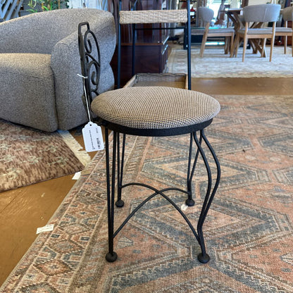 Flaxen Round Fabric Metal Stool