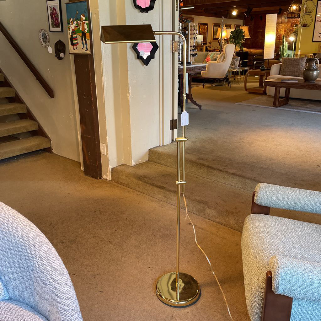 Golden Brass Bankers Style Floor Lamp
