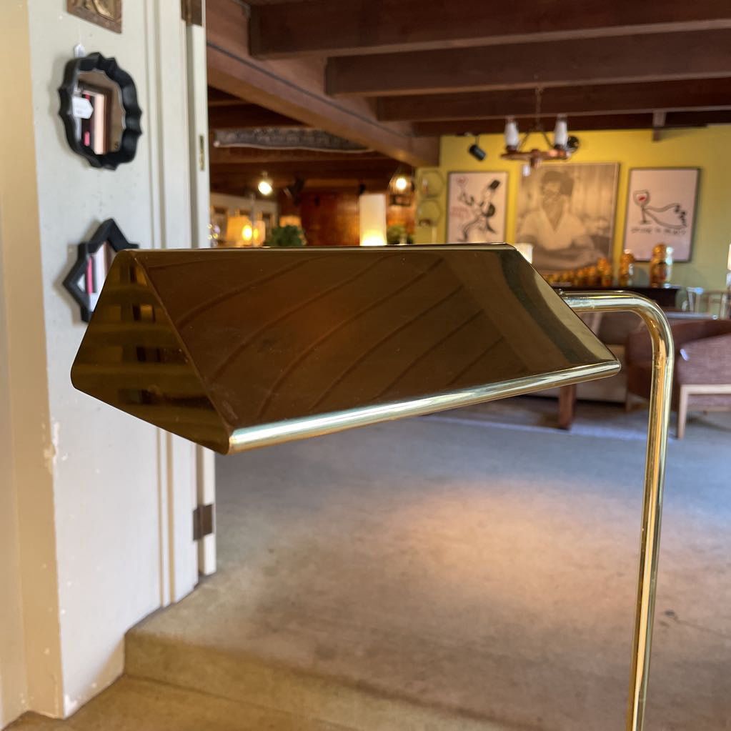Golden Brass Bankers Style Floor Lamp