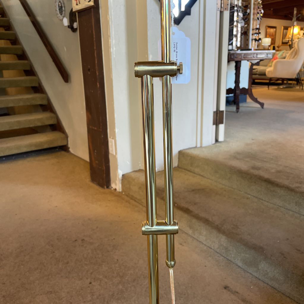 Golden Brass Bankers Style Floor Lamp