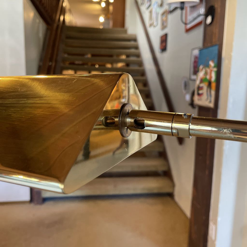 Golden Brass Bankers Style Floor Lamp