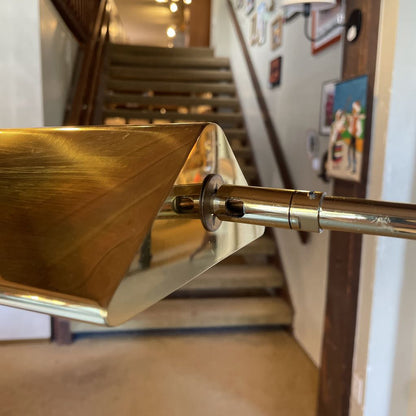Golden Brass Bankers Style Floor Lamp