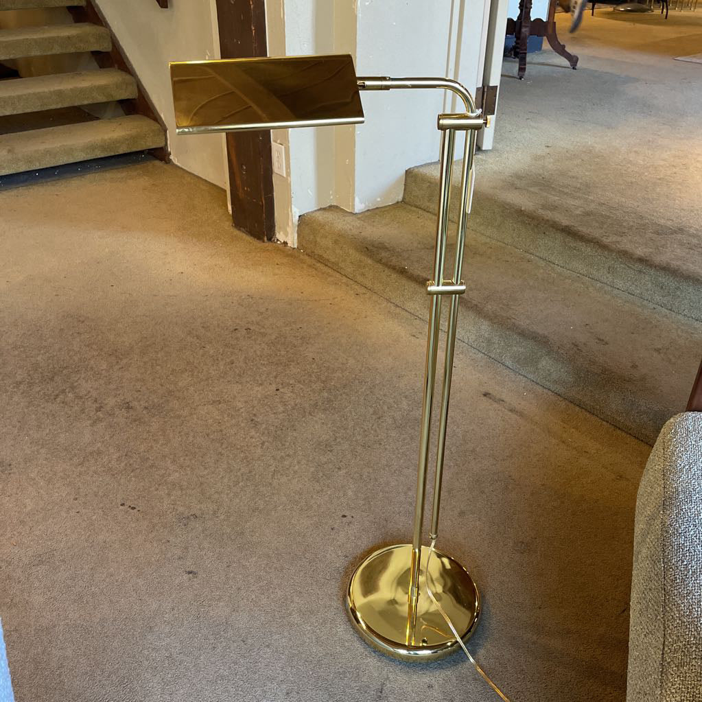 Golden Brass Bankers Style Floor Lamp