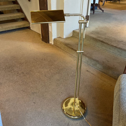 Golden Brass Bankers Style Floor Lamp