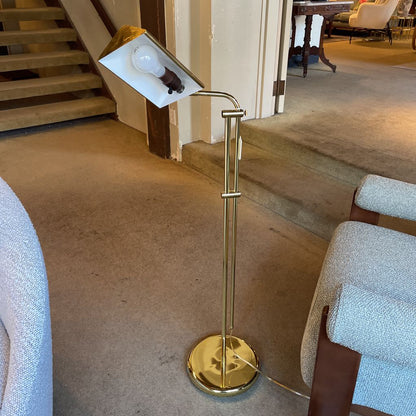 Golden Brass Bankers Style Floor Lamp