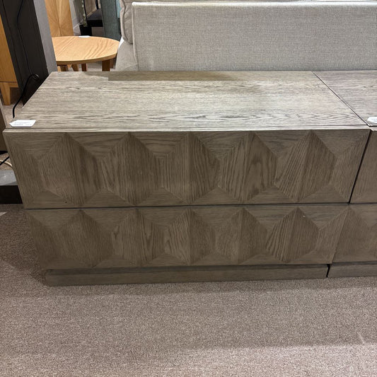 RH Grey Wood Geometric 2 Drawer Nightstand C NIGHTSTANDS