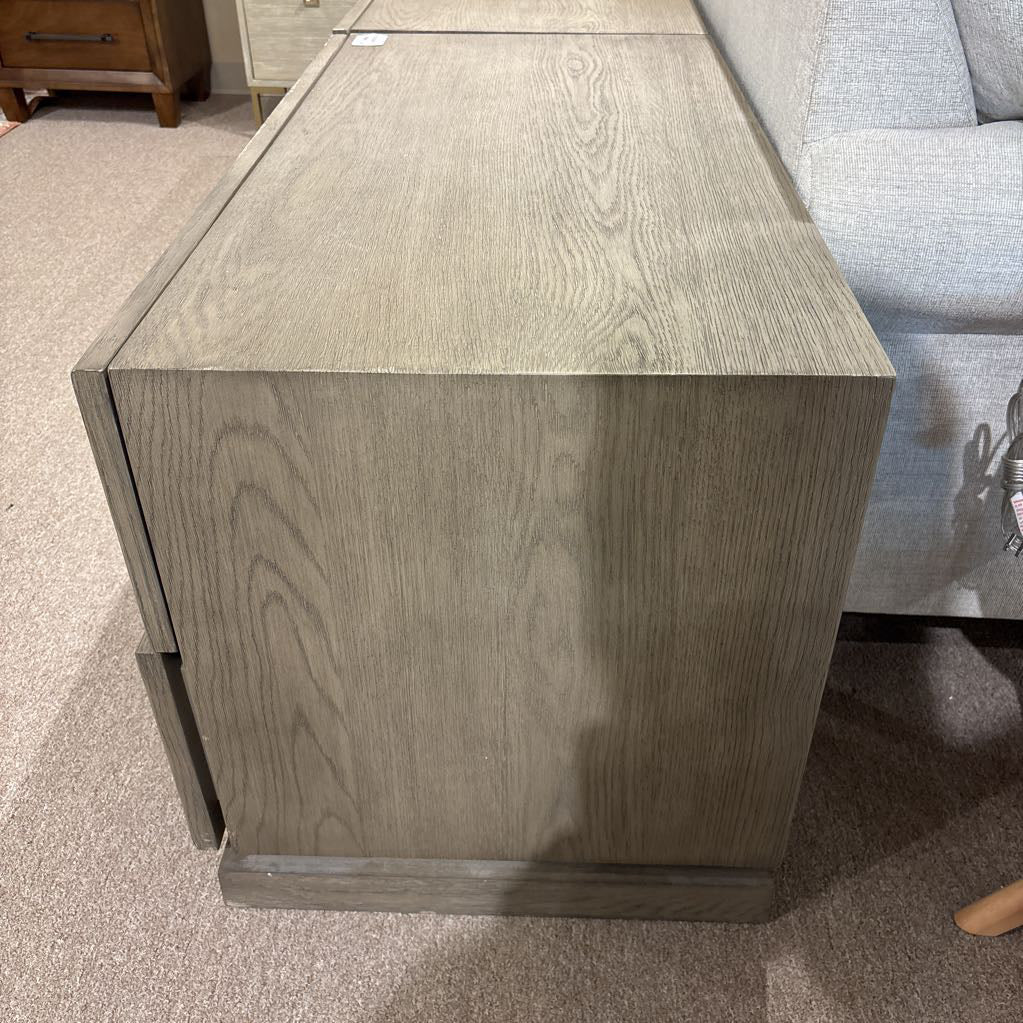 RH Grey Wood Geometric 2 Drawer Nightstand